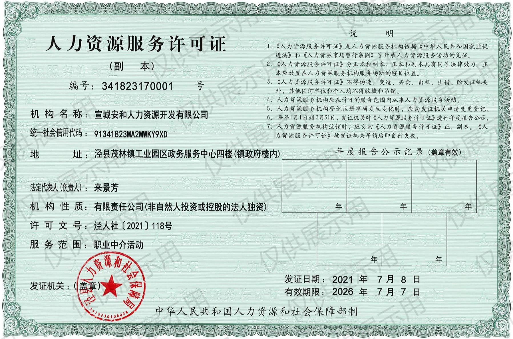 人力资源许可证